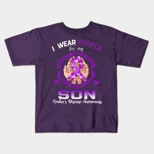 I Wear Purple For My Son Crohn's Disease Awareness Kids T-Shirt